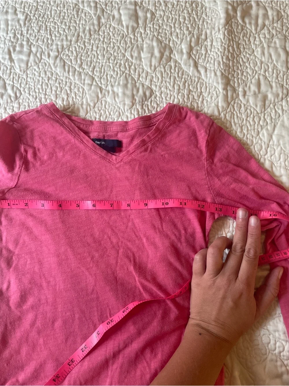 GAP Kids Light Gray Graphic Raglan Tee with Pink Layered Neck
